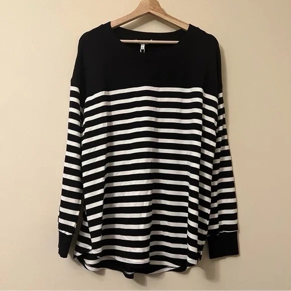 Workshop Republic Clothing 1X Striped Long-sleeve Top - Picture 1 of 6